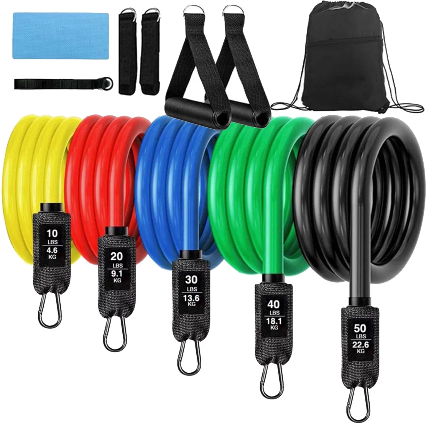 11-Piece Resistance Yoga and Abs Exercise Band Set for Home Fitness