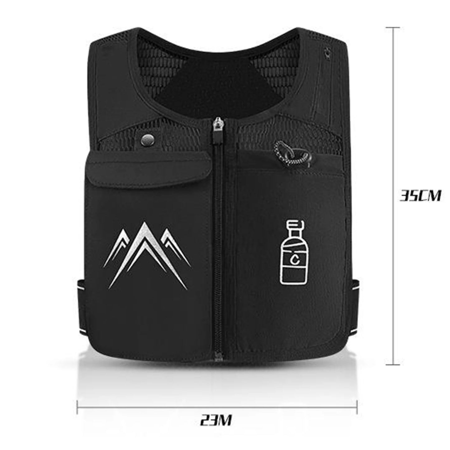 Reflective Running Vest with 500ml Hydration Bottle, Adjustable Waistband, Breathable Fabric, and Chest Pack for Phone Holder - Suitable for Men and Women