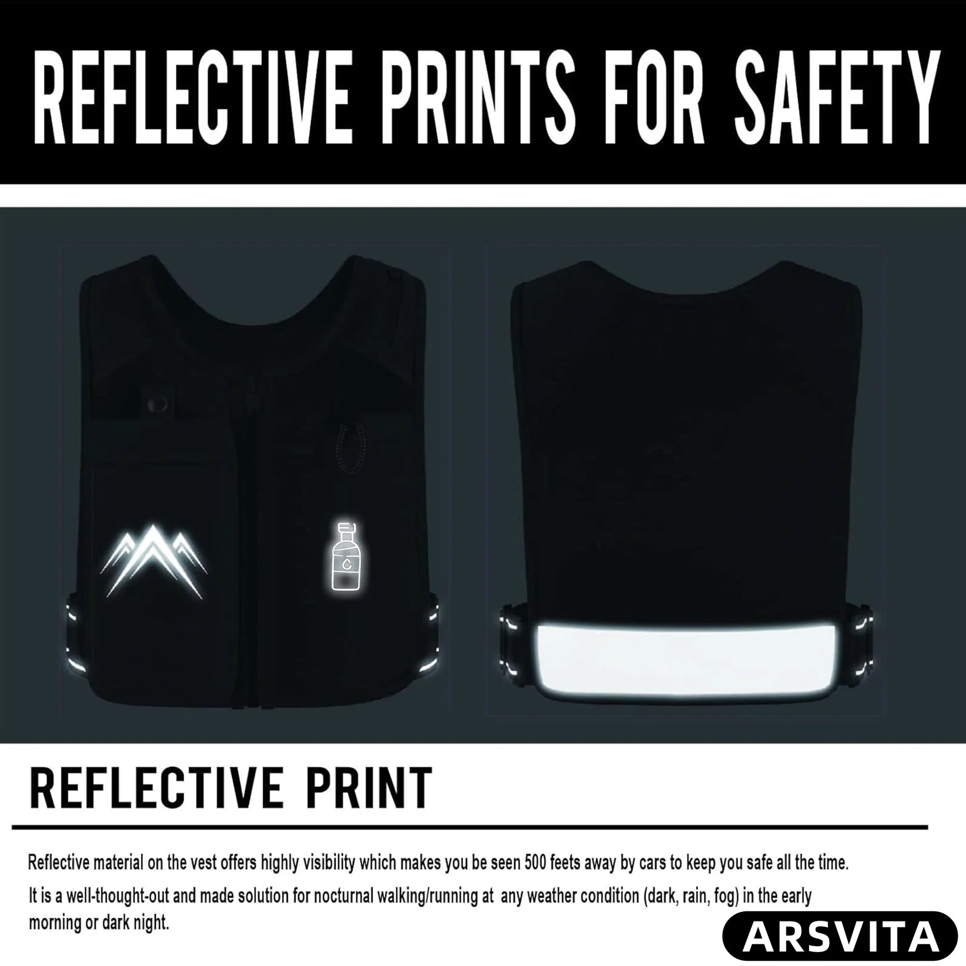 Reflective Running Vest with 500ml Hydration Bottle, Adjustable Waistband, Breathable Fabric, and Chest Pack for Phone Holder - Suitable for Men and Women