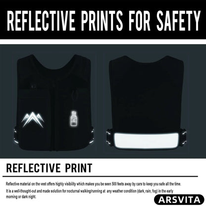 Reflective Running Vest with 500ml Hydration Bottle, Adjustable Waistband, Breathable Fabric, and Chest Pack for Phone Holder - Suitable for Men and Women