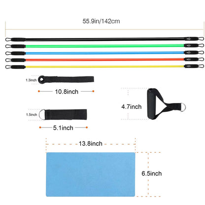 11-Piece Resistance Yoga and Abs Exercise Band Set for Home Fitness
