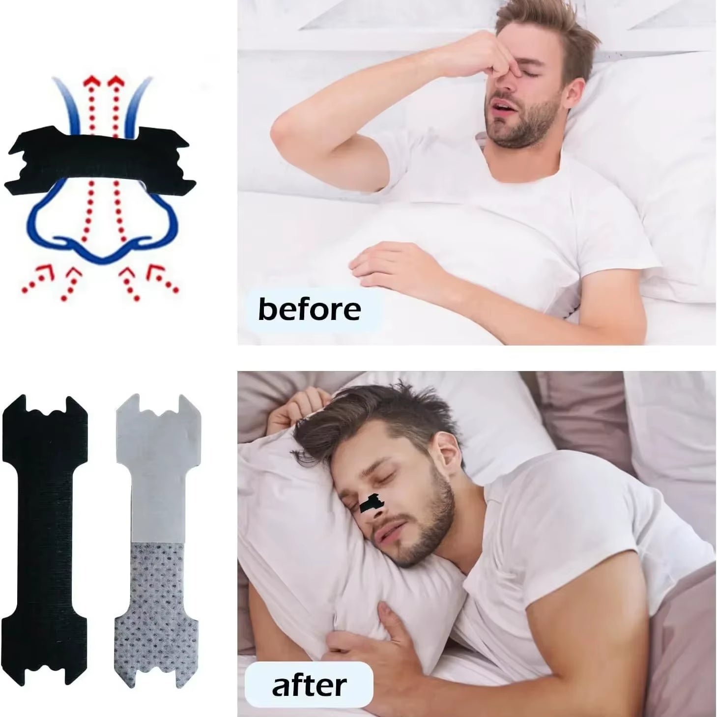 Enhanced Sports Nasal Strips - Available in 30, 90, 150, and 300 PCS - Breathable and Comfortable Sleep Aid - Non-Invasive Anti-Snoring Nose Patches